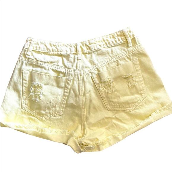 Forever 21 Yellow Distressed Cut off High waist jean shorts size 25 - Picture 2 of 6